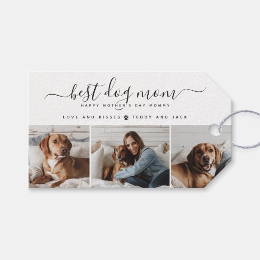 Beste Hond Mam: Gepersonaliseerde Hond Foto Moeder Cadeaulabel (Voorkant (Horizontaal))