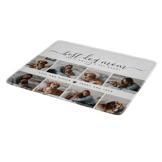 Beste Hond Mam: Gepersonaliseerde Hond Foto Moeder Snijplank (Hoek)