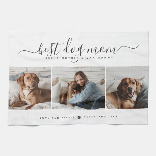 Beste Hond Mam: Gepersonaliseerde Hond Foto Moeder Theedoek (Horizontaal)