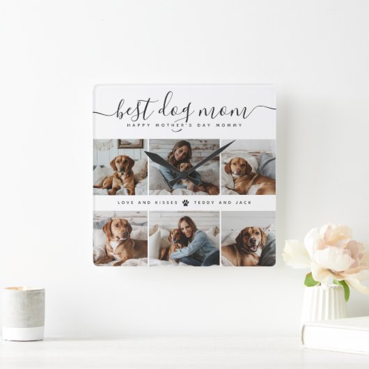 Beste Hond Mam: Gepersonaliseerde Hond Foto Moeder Vierkante Klok (Huis)