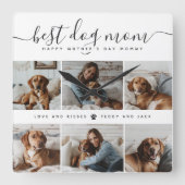 Beste Hond Mam: Gepersonaliseerde Hond Foto Moeder Vierkante Klok (Voorkant)