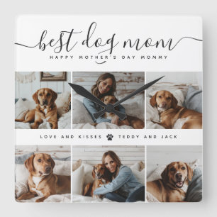 Beste Hond Mam: Gepersonaliseerde Hond Foto Moeder Vierkante Klok