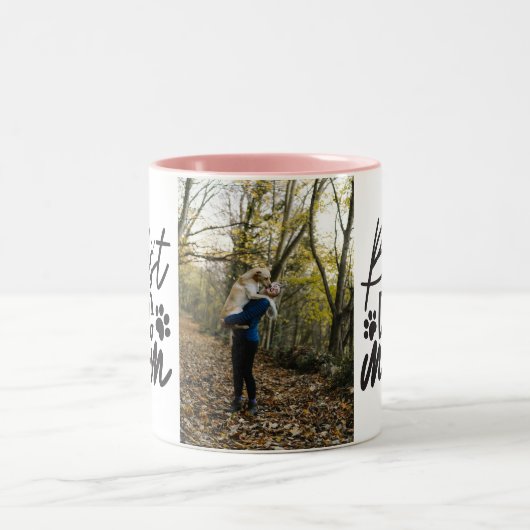 Beste Hond Mam Gepersonaliseerde Hond Foto Tweekleurige Koffiemok (Center)