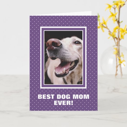 Beste hond Mam ooit Aangepast Foto Paarse Moederda Kaart (Gele Bloem)