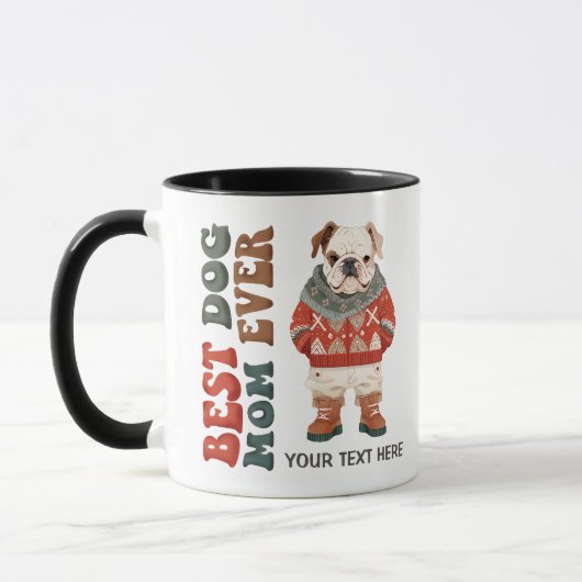 Beste Hond Mam Ooit Bulldog Custom Kerstmis Mok (Links)