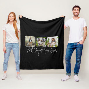 Beste Hond Mam Ooit - Custom 3-Photo Collage Fleece Deken