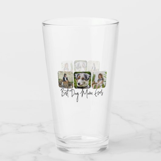 Beste Hond Mam Ooit - Custom 3-Photo Collage Glas (Achterkant)