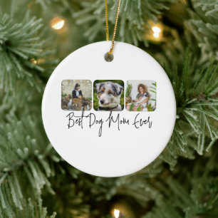 Beste Hond Mam Ooit - Custom 3-Photo Collage Keramisch Ornament