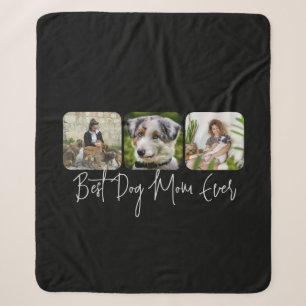 Beste Hond Mam Ooit - Custom 3-Photo Collage Sherpa Deken