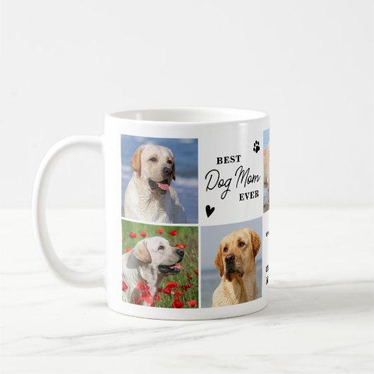 Beste HOND MAM Ooit Custom Modern 7 Fotocollage Koffiemok (Links)