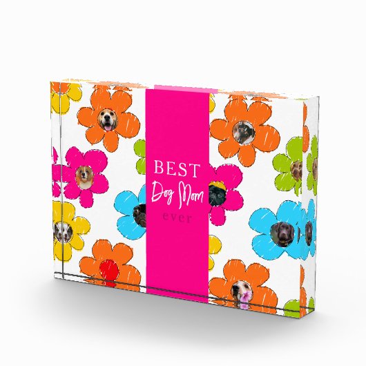 Beste Hond Mam Ooit Kleurrijke Bloem Fotocollage Fotoblokken (Rechts)