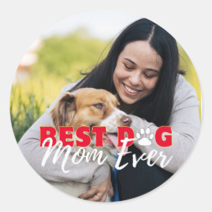 Beste Hond Mam Ooit Moderne Custom Photo Ronde Sticker