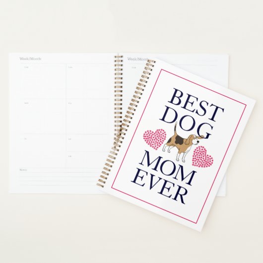 Beste hond Mam ooit! Roze verf drukt hartstikken Planner (Display)