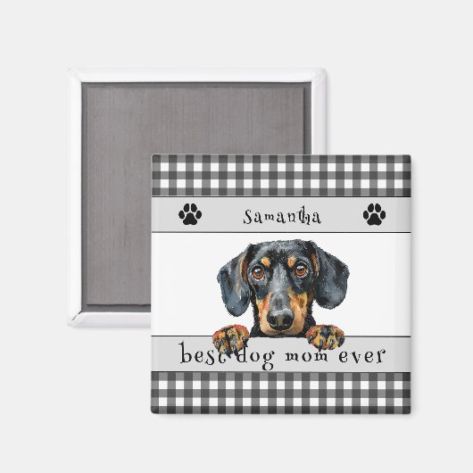 Beste Hond Mam Ooit Teckel Custom Magneet (Voorkant / Achterkant)