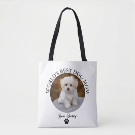 Beste Hond Mam Paw Print Aangepaste Huisdier Foto Tote Bag