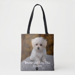 Beste Hond Mam Paw Print Aangepaste Huisdier Foto Tote Bag