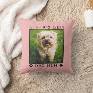 Beste Hond Mam Paw Prints Custom Huisdier Foto Kussen