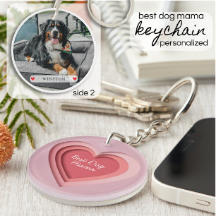 Beste hond mama aangepaste foto hart sleutelhanger