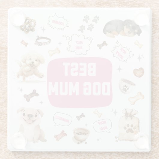 Beste hond mama glazen onderzetter (Achterkant)