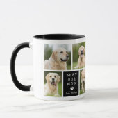 Beste hond-moeder 4 foto collage zwart wit mok (Links)