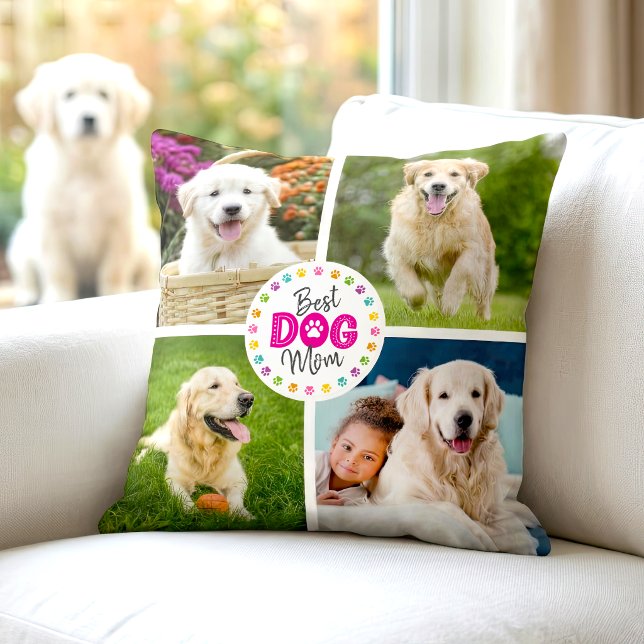Beste hond-moeder aangepaste 4 foto multikleurige  kussen (Creator heeft geüpload)