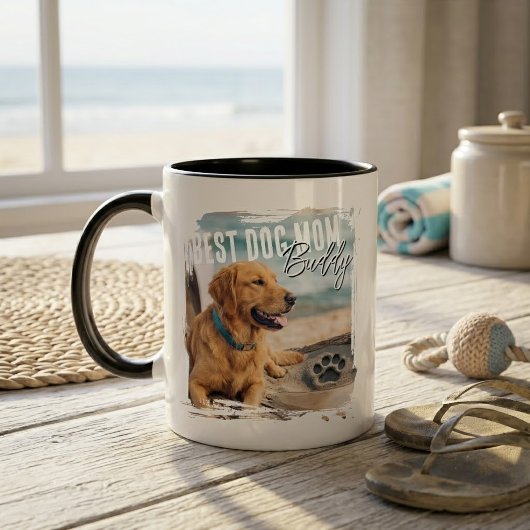 Beste hond-moeder aangepaste foto versleten vintag mok