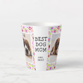 Beste hond-moeder bloem patroon foto latte mok (Voorkant)
