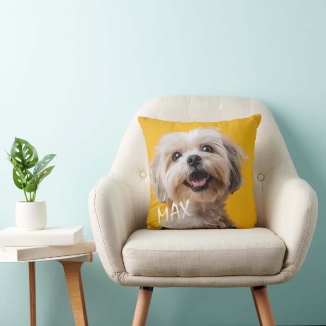 Beste hond-moeder foto kussen (Stoel)