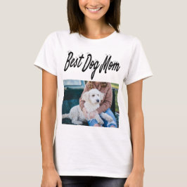 Beste hond-moeder foto zwart tekst T-shirt