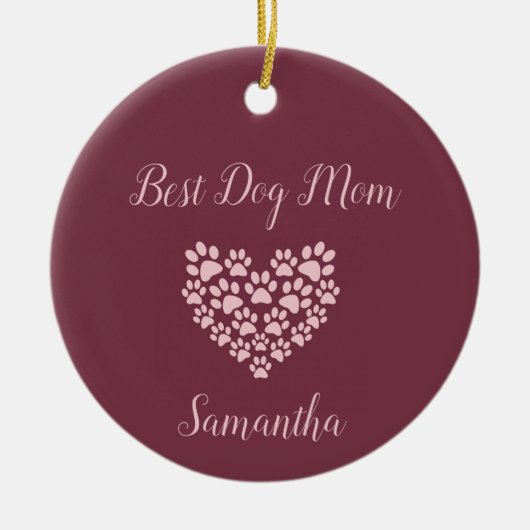 Beste hond-moeder gepersonaliseerde kerstbal keramisch ornament (Voorkant)