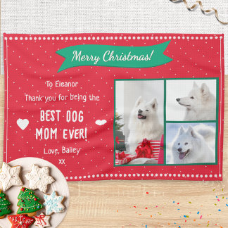 Beste hond-moeder huisdier foto collage Kerstmis Theedoek