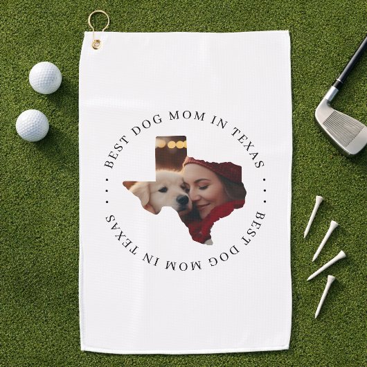 Beste hond-moeder in Texas aangepaste foto Golfhanddoek