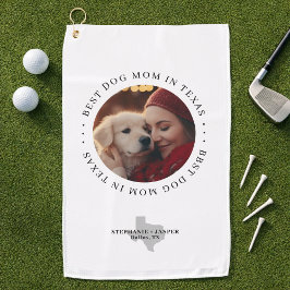 Beste hond-moeder in Texas gepersonaliseerde foto Golfhanddoek