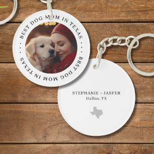 Beste hond-moeder in Texas gepersonaliseerde foto Sleutelhanger