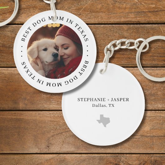 Beste hond-moeder in Texas gepersonaliseerde foto Sleutelhanger
