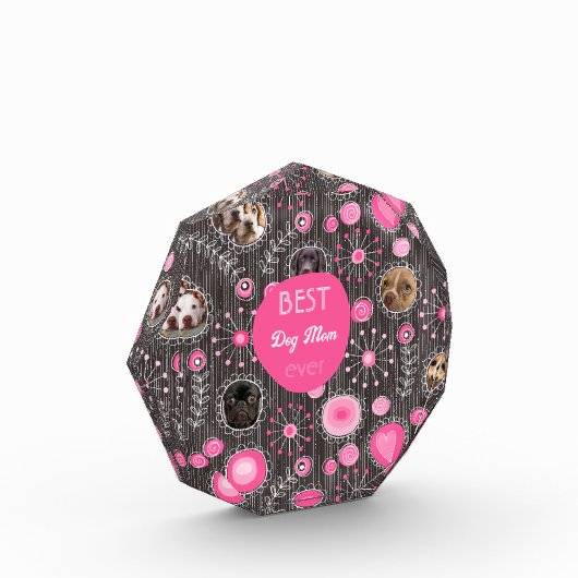 Beste Hond Moeder Mooie Roze Hart Bloem Fotocollag Fotoblokken (Links)