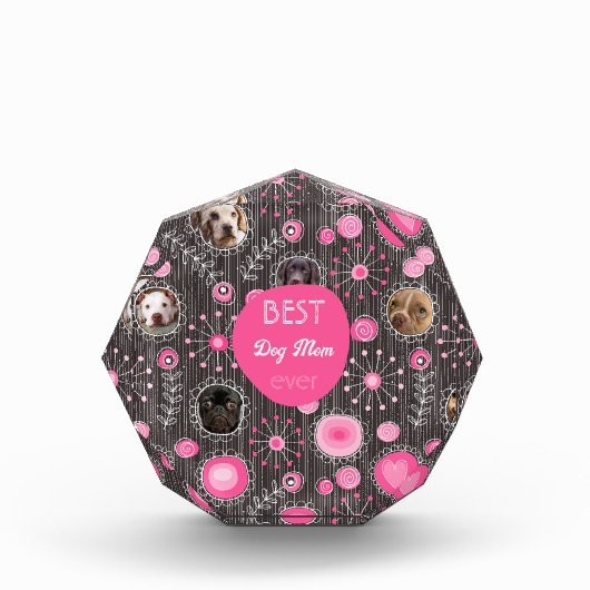 Beste Hond Moeder Mooie Roze Hart Bloem Fotocollag Fotoblokken (Voorkant)