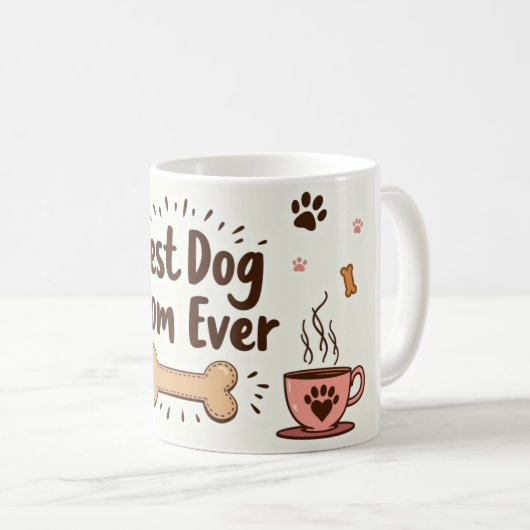 Beste hond-moeder ooit – 11 oz Café-stijl mok (Voorkant rechts)