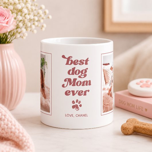 Beste hond-moeder ooit | Aangepaste foto Blush Roz Koffiemok