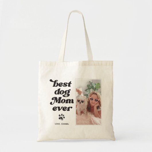 Beste hond-moeder ooit Aangepaste foto en tekst Tote Bag (Voorkant)