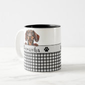 Beste Hond Moeder Ooit Dachshund Aangepaste Tekst Tweekleurige Koffiemok (Voorkant links)