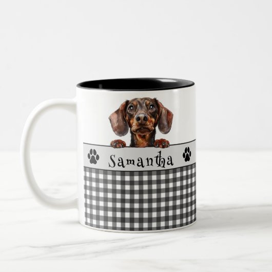Beste Hond Moeder Ooit Dachshund Aangepaste Tekst Tweekleurige Koffiemok (Links)