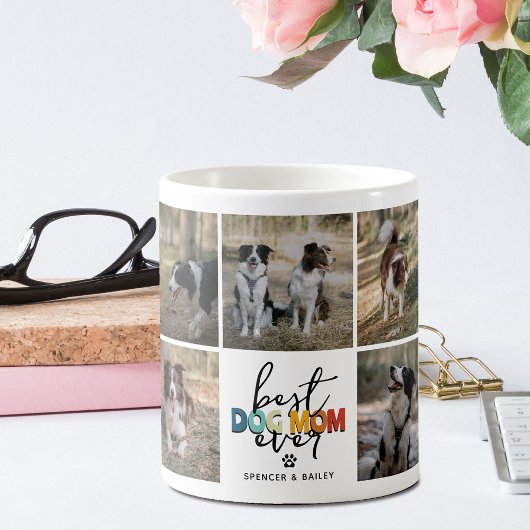 Beste hond-moeder ooit foto-collage koffiemok