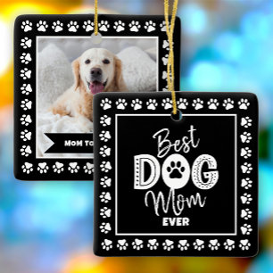 Beste hond-moeder ooit Foto Zwart Wit Pootjes Type Keramisch Ornament