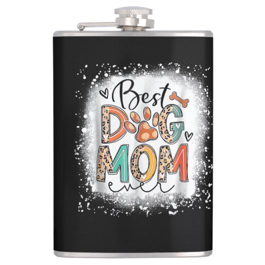 Beste hond-moeder ooit gebleekte Moederdag moeder Heupfles (Voorkant)
