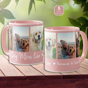 Beste hond-moeder ooit huisdier 5 foto-collage roz mok