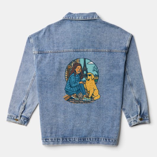 Beste hond-moeder ooit in Parijs Denim Jacket (Achterkant)