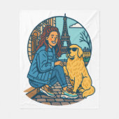 Beste hond-moeder ooit in Parijs Fleece Deken (Voorkant)