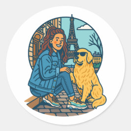 Beste hond-moeder ooit in Parijs Ronde Sticker