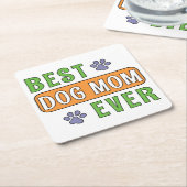 Beste hond-moeder ooit kartonnen onderzetters (Schuin)